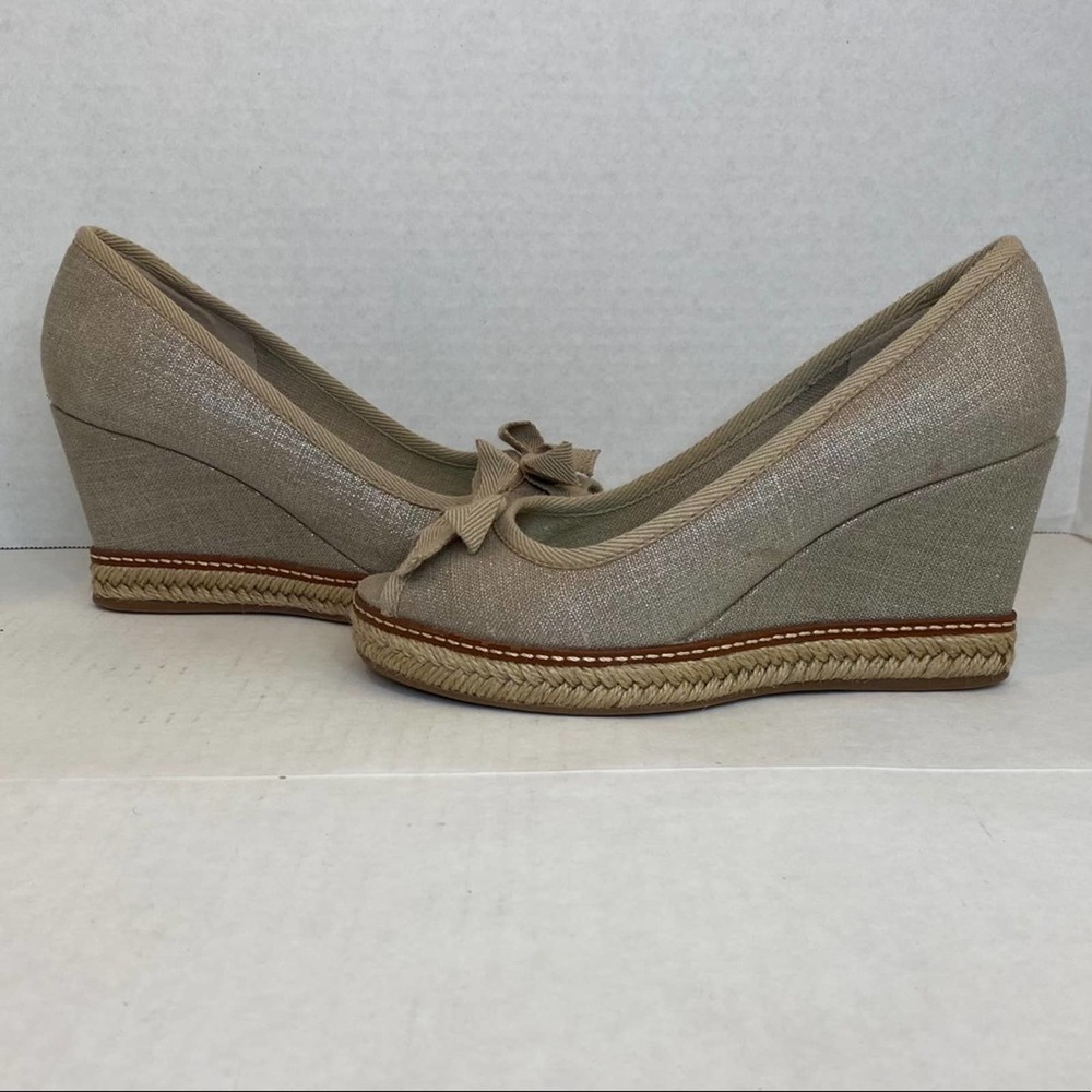 Tory Burch Beige Jackie Bow Espadrille Wedge - Picture 9 of 11